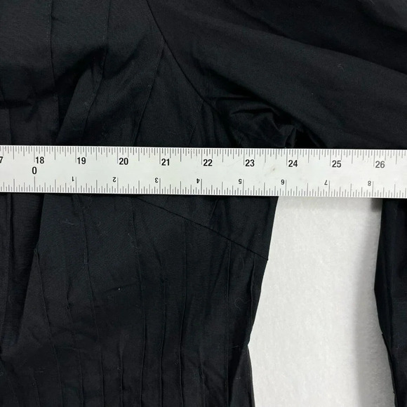 Liberte Button-Up Shirt Women's Sz 16W Black Plain Pleated Collared Stretch - Picture 3 of 11